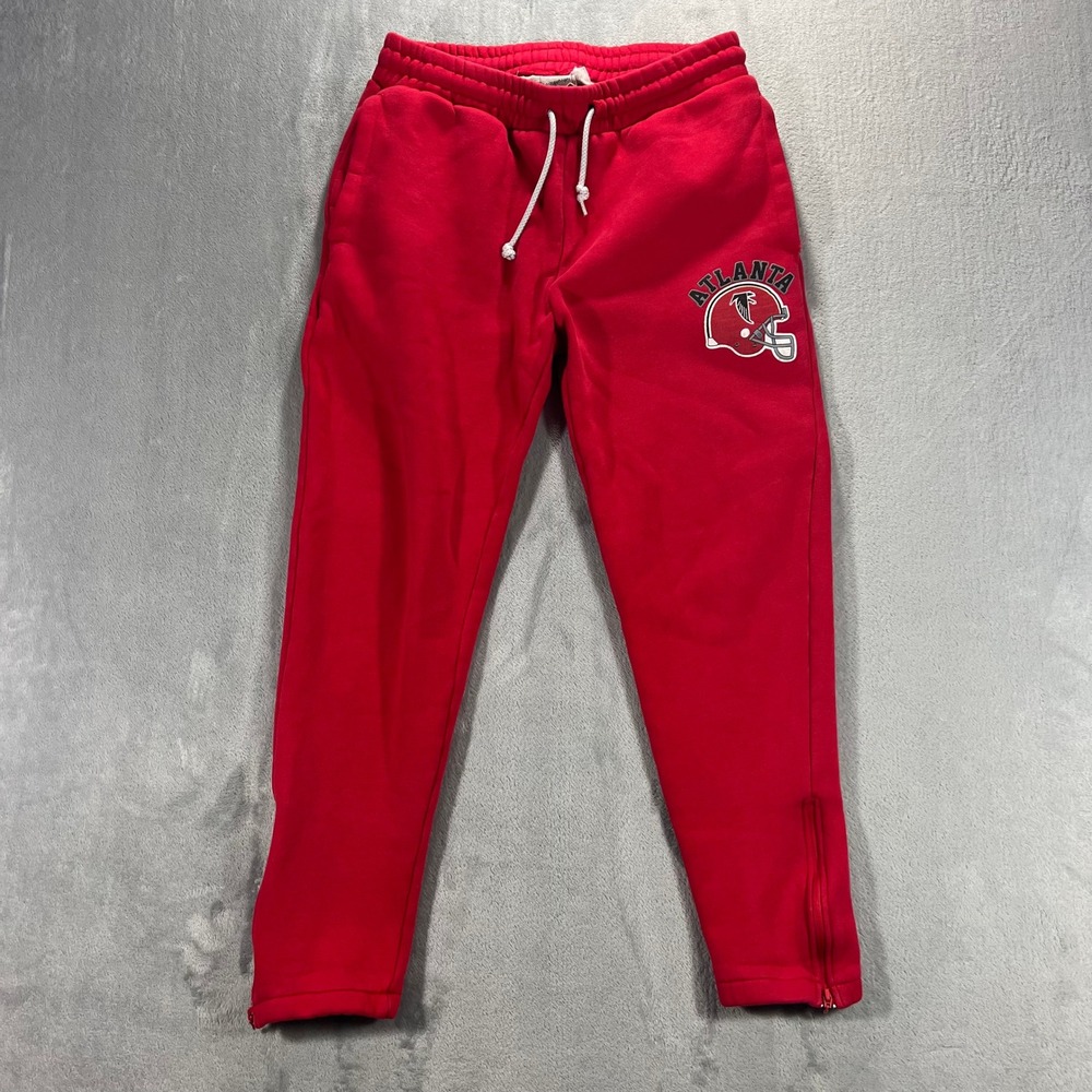 Atlanta Falcons Starter Sweatpants Mens Medium Red NFL Joggers Ankle Zipper